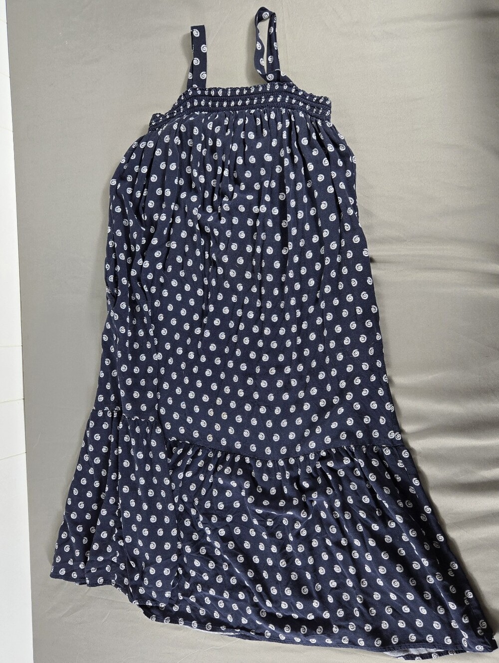 LOFT Navy Blue Dress with White Dot Print Summer Spring Beach